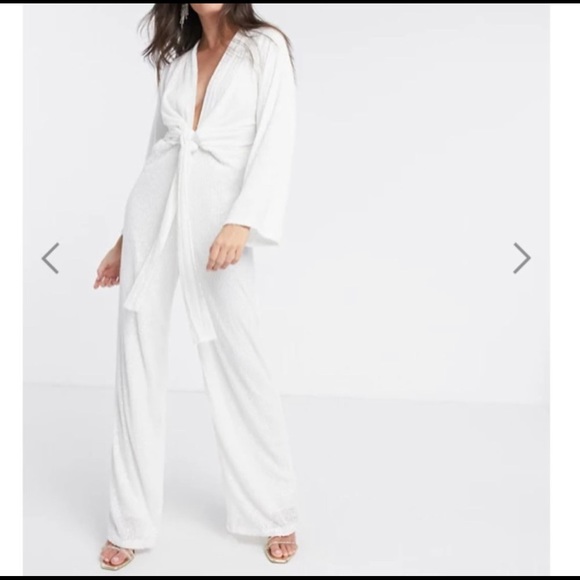 ASOS Pants - Plunge Tie Sequin Jumpsuit